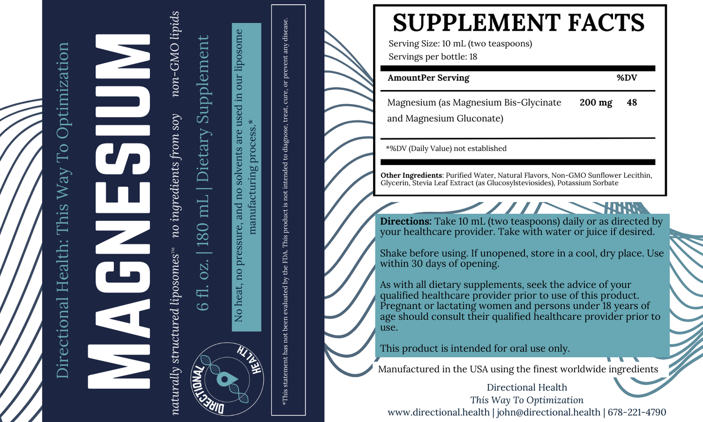 Magnesium: Calm Your Mind, Soothe Your Body (36 Day Liquid Liposomal Supply)